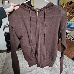Brown Women's Zip-Up Sweater
